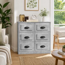 Engineered Wood Grey Sideboard Cabinet 70x35.5x67.5cm