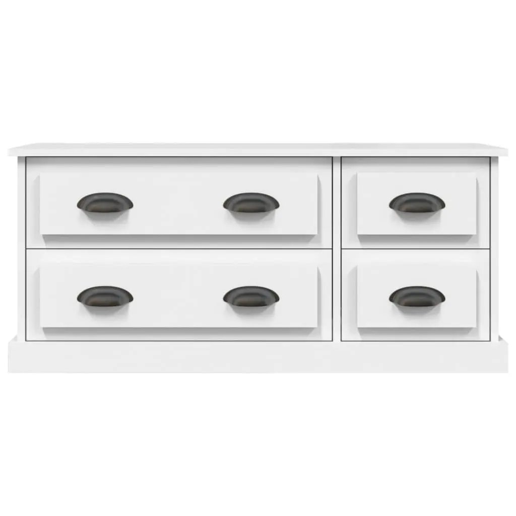 TV Cabinet White Engineered Wood 100x35.5x45cm with 4 Drawers