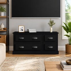 Black Media Storage Unit TV Cabinet 100x35.5x45 cm