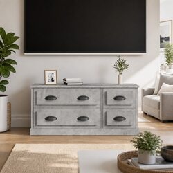 4-Drawer Grey Engineered Wood Media Stand