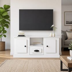 High Gloss White TV Cabinet with Storage Space