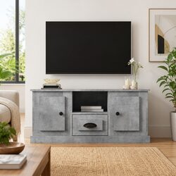 Functional Grey TV Cabinet with Engineered Wood Build