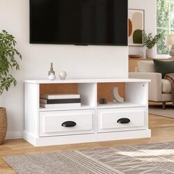 Engineered Wood White High Gloss TV Cabinet