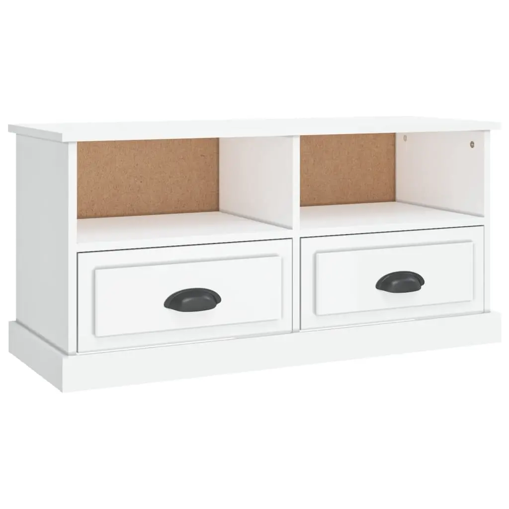 TV Cabinet Engineered Wood High Gloss White 93 x 35.5 x 45 cm