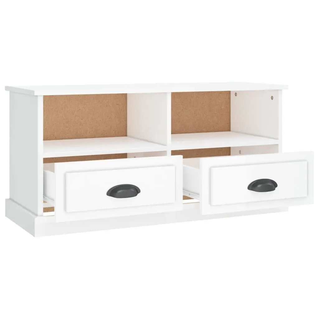 TV Cabinet Engineered Wood High Gloss White 93 x 35.5 x 45 cm