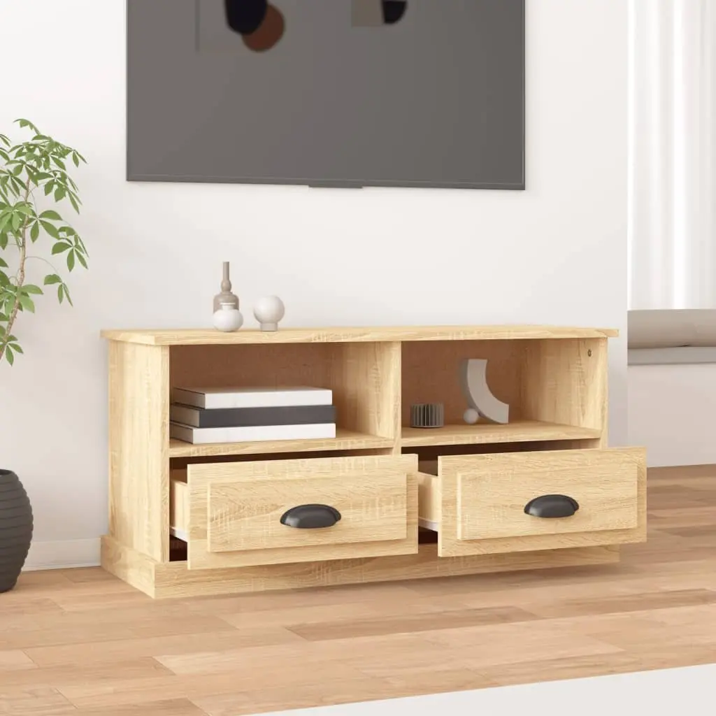 TV Cabinet Engineered Wood Storage Unit with Drawers 93cm Brown