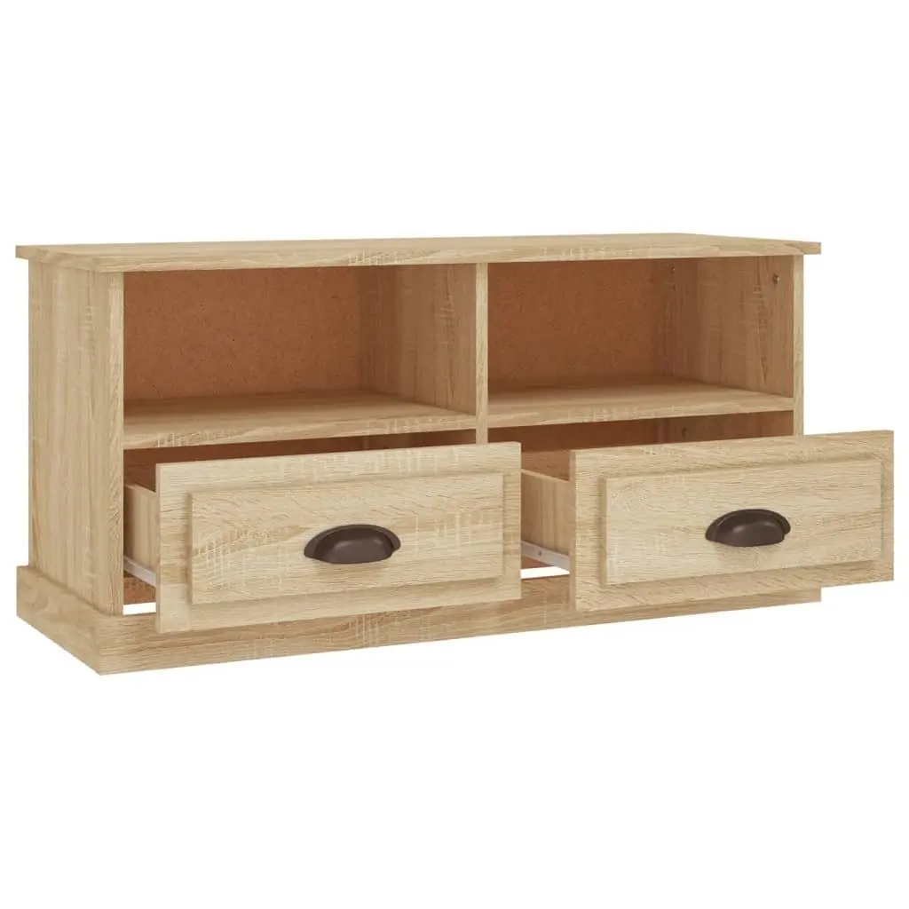 TV Cabinet Engineered Wood Storage Unit with Drawers 93cm Brown