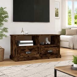 Brown Engineered Wood TV Cabinet with Storage Drawers