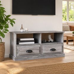 Engineered Wood TV Cabinet in Grey with Storage and Display Options