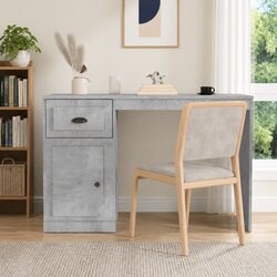 Grey Office Desk with Drawer Storage 115x50x75cm