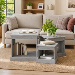 3-Piece Coffee Table Set in Grey Sonoma Engineered Wood