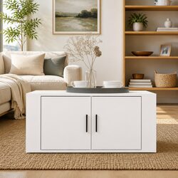 Coffee Table with Storage Compartments 80x50x36cm White