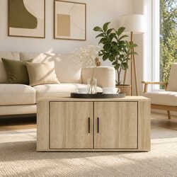 Engineered Wood Coffee Table with 2 Storage Compartments