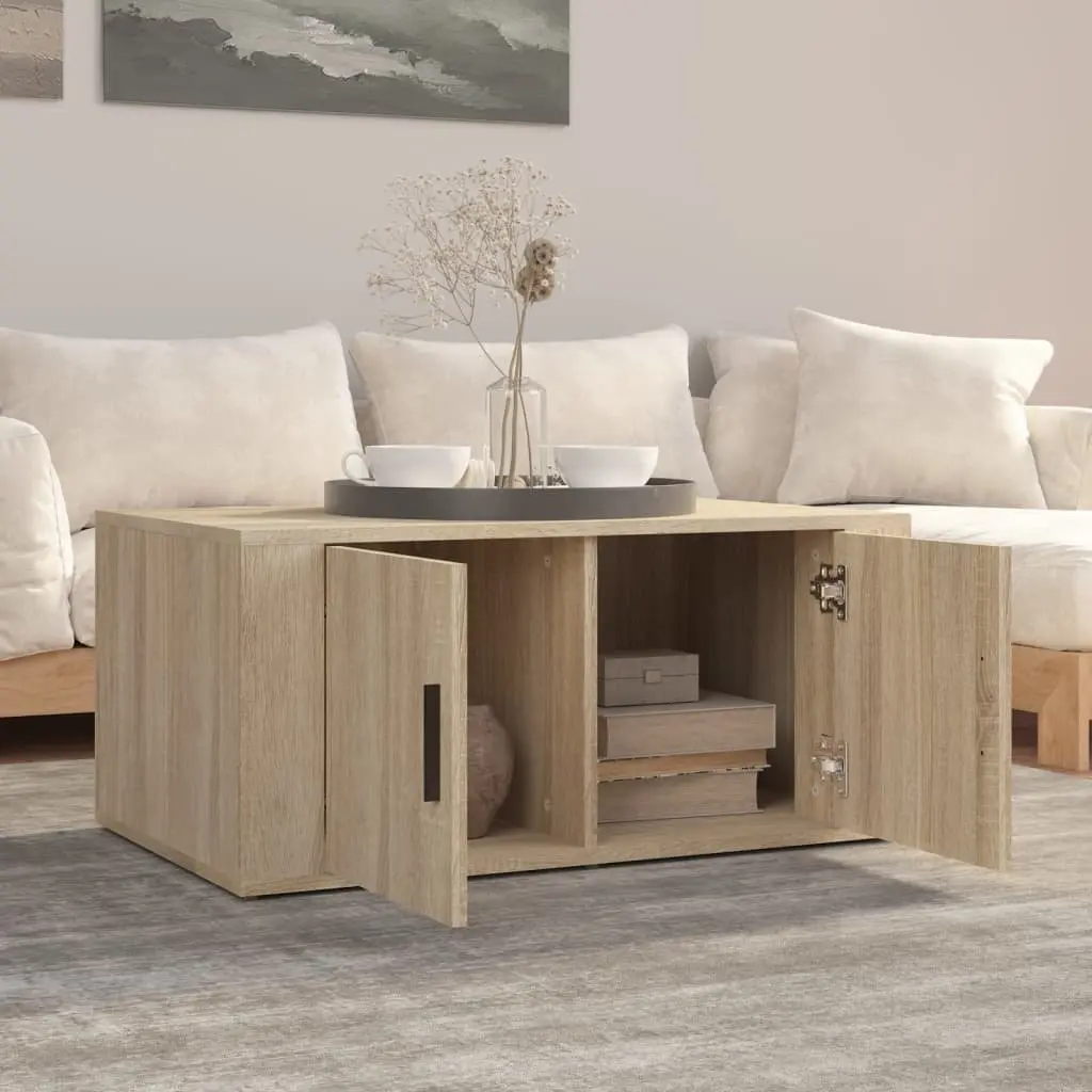 Coffee Table with Storage Compartments Engineered Wood Brown 80 x 50 x 36 cm