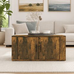 Engineered Wood Coffee Table with Storage - Brown Finish