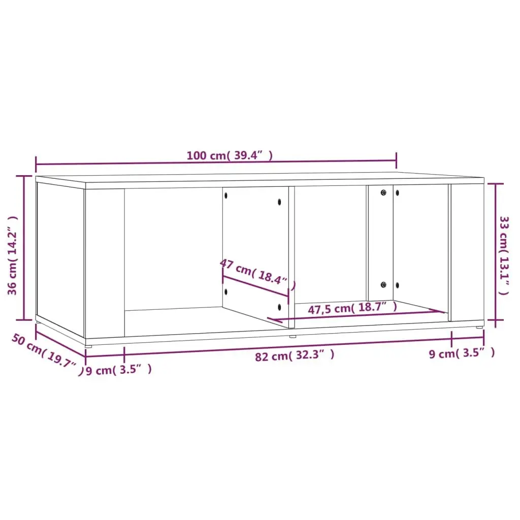 Coffee Table Modern Storage 100x50x36cm Grey Engineered Wood for Living Room