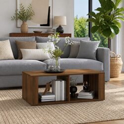 Engineered Wood Coffee Table in Brown Oak 100x50x36 cm