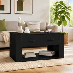 80x50x40 cm Black Coffee Table with Storage Drawers