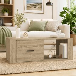 Engineered Wood Coffee Table with Open Storage