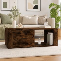 Coffee Table with Open Compartment and Drawer in Brown