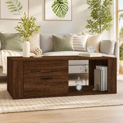 Engineered Wood Coffee Table with Storage in Brown