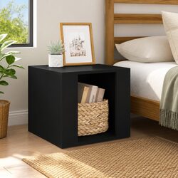 Black Engineered Wood Nightstand 41x40x36 cm