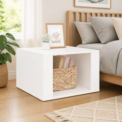 White Engineered Wood Nightstand with Storage Space