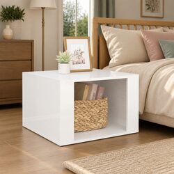 White High Gloss Nightstand with Ample Storage