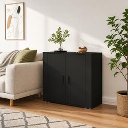 Engineered Wood Black Sideboard 80x33x70 cm