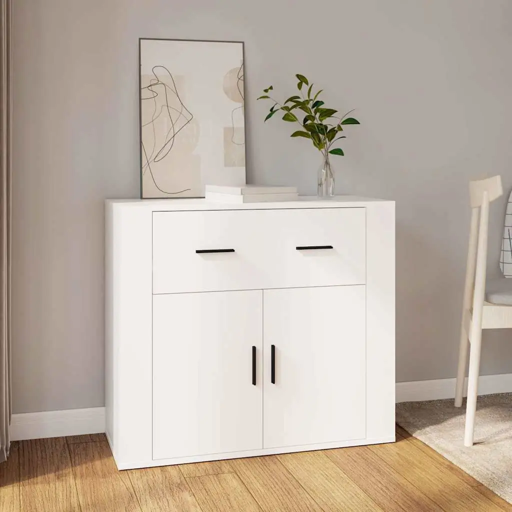 Sideboard Storage Cabinet with Doors Drawers Compartment White 80x33x70 cm