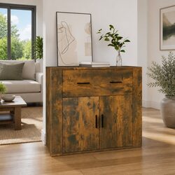 Engineered Wood Sideboard Cabinet with Doors and Drawers