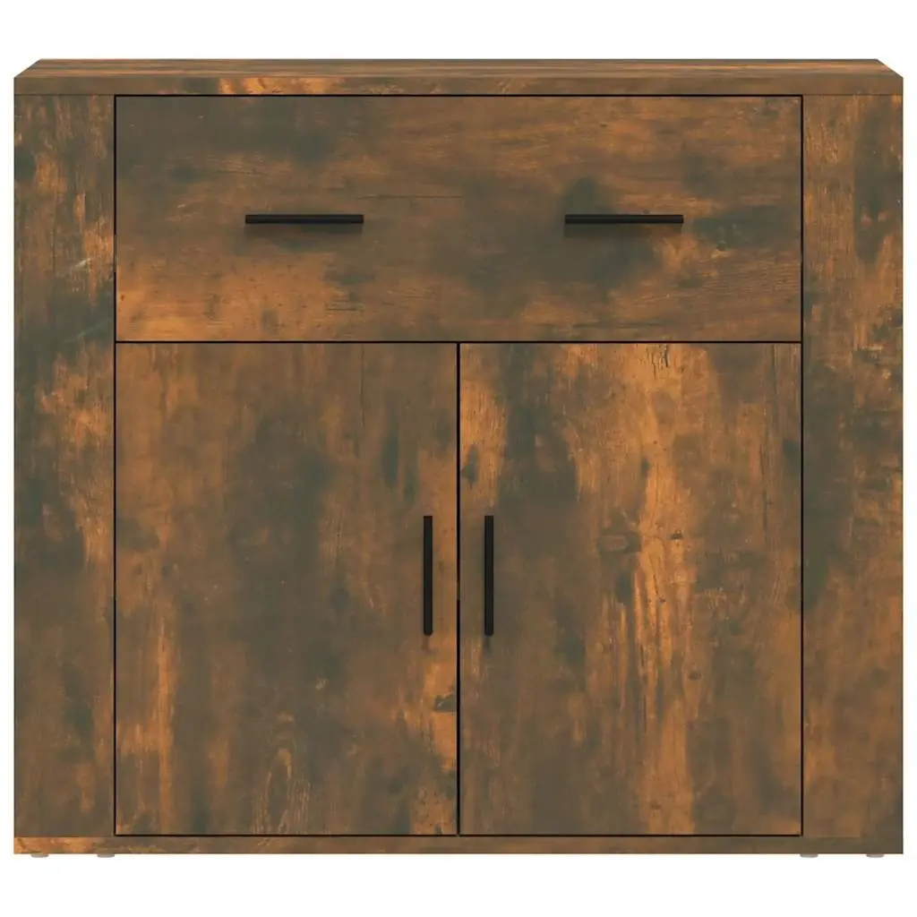 Brown Engineered Wood Sideboard Storage Cabinet with Doors Drawers and Compartments 80x33x70cm