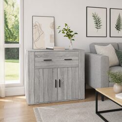 Grey Sideboard Storage Cabinet with Drawers and Compartments