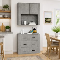 Engineered Wood Wall Cabinet Grey Hanging Organiser 80x33x80 cm