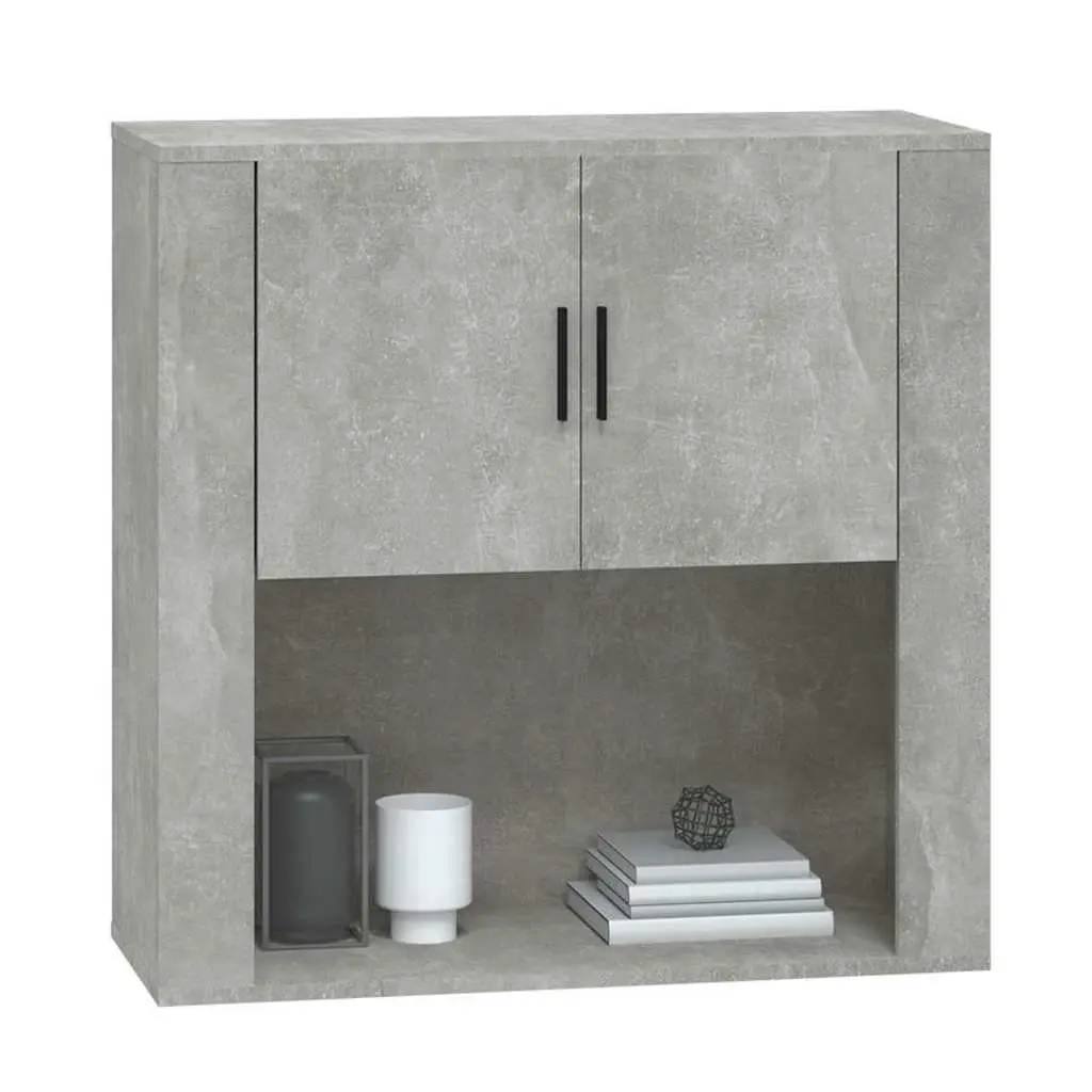 Grey Engineered Wood Wall Cabinet Hanging Storage Organiser 80 x 33 x 80 cm