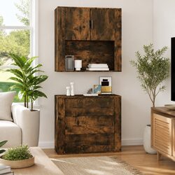 Engineered Wood Wall Cabinet in Smoked Oak 80x33x80 cm