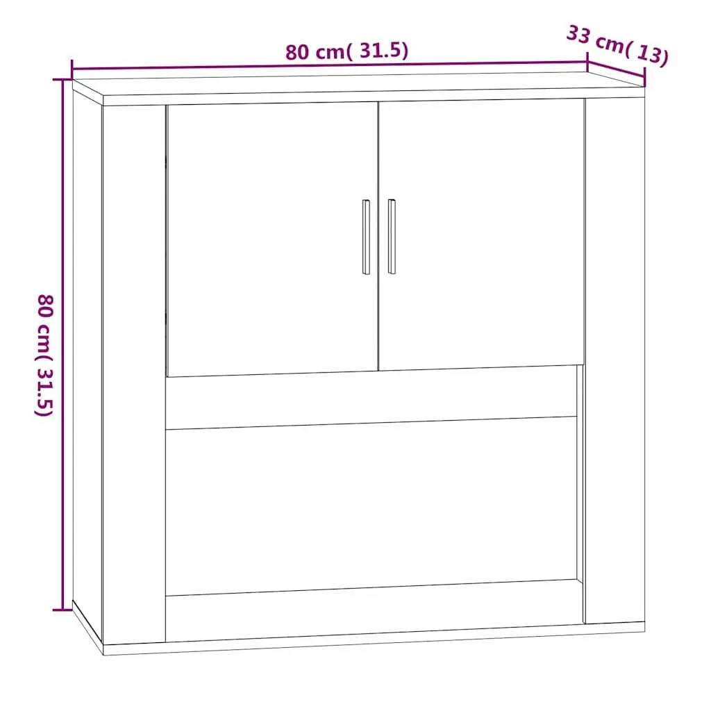 Wall Cabinet Organiser Wall-mounted Smoked Oak Engineered Wood 80x33x80 cm
