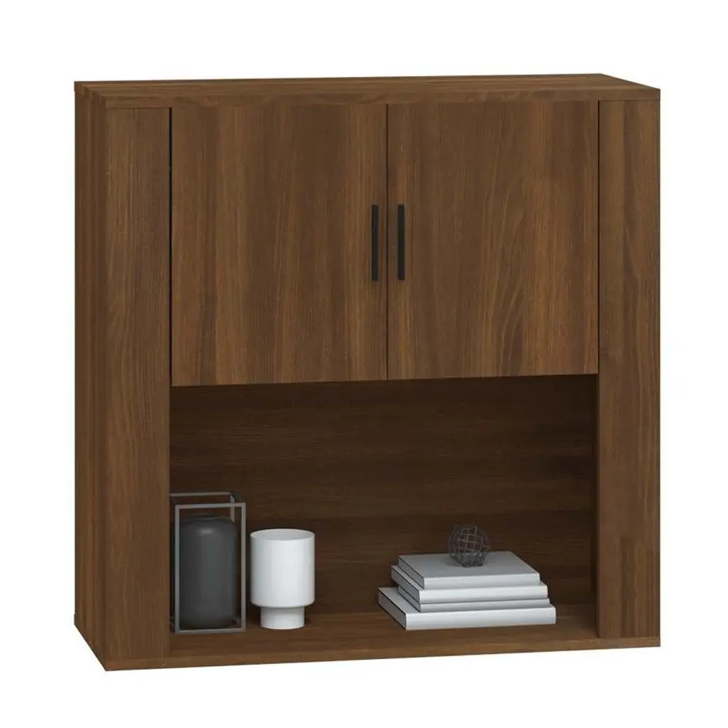 Wall Cabinet Brown Oak 80x33x80 cm Engineered Wood Hanging Storage Organiser