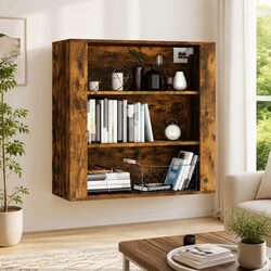 Wall-Mounted Brown Storage Cabinet in Engineered Wood 80x33x80cm