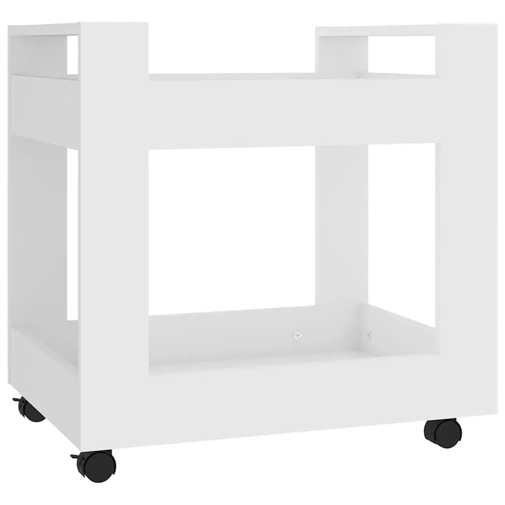Desk Trolley White Storage 60x45x60 cm Open Shelves Rolling Casters Office