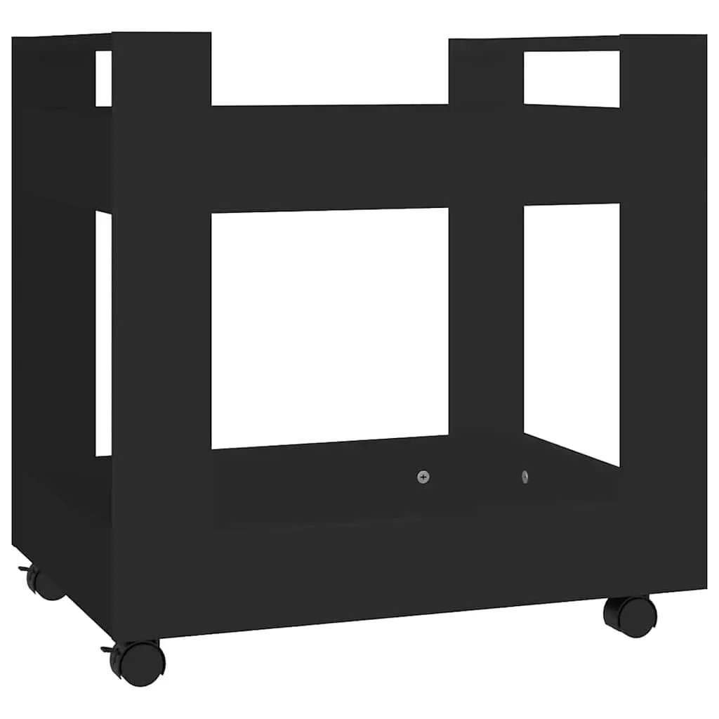 Desk Trolley Mobile Storage 60x45x60cm Black Engineered Wood Rolling Shelves