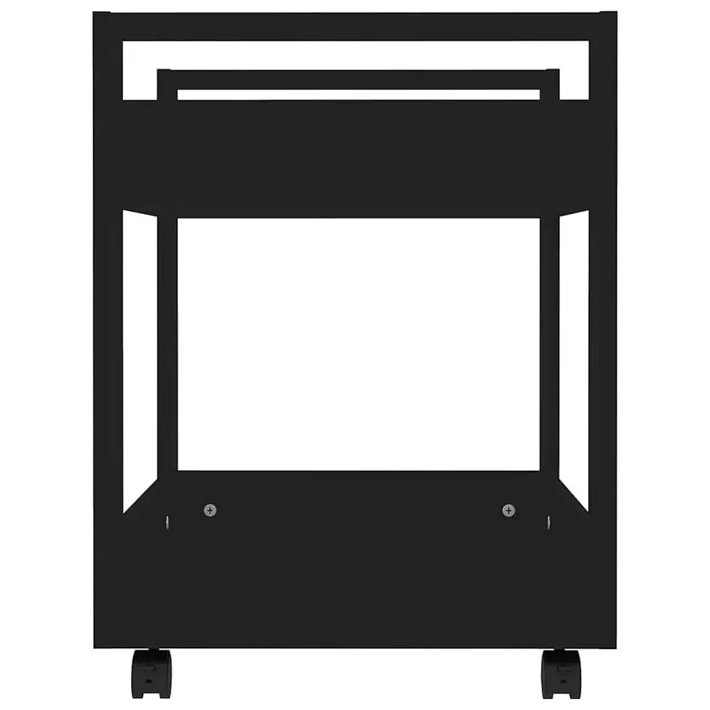 Desk Trolley Mobile Storage 60x45x60cm Black Engineered Wood Rolling Shelves