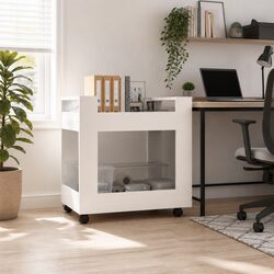 Desk Trolley Storage Cart 60x45x60cm White High Gloss
