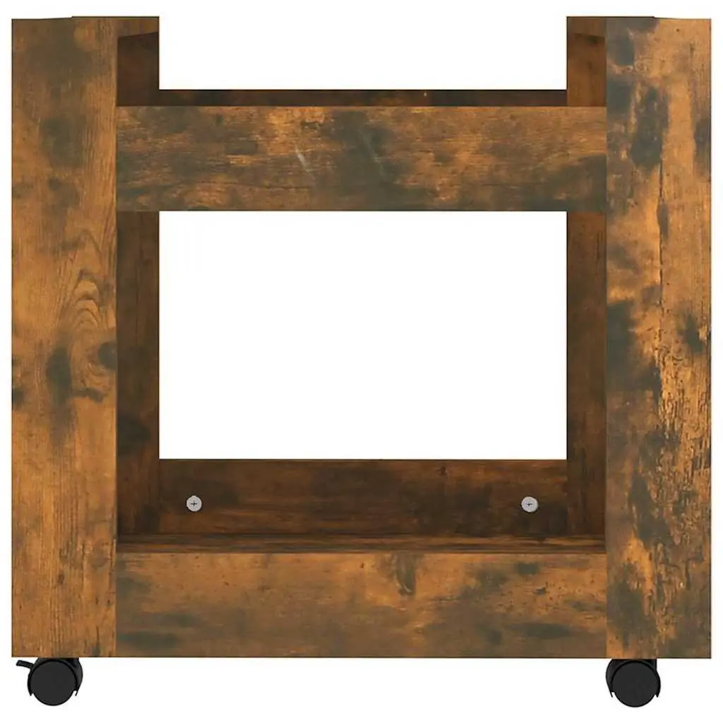 Desk Trolley Mobile Storage Open Shelves 60x45x60 cm Brown Smoked Oak