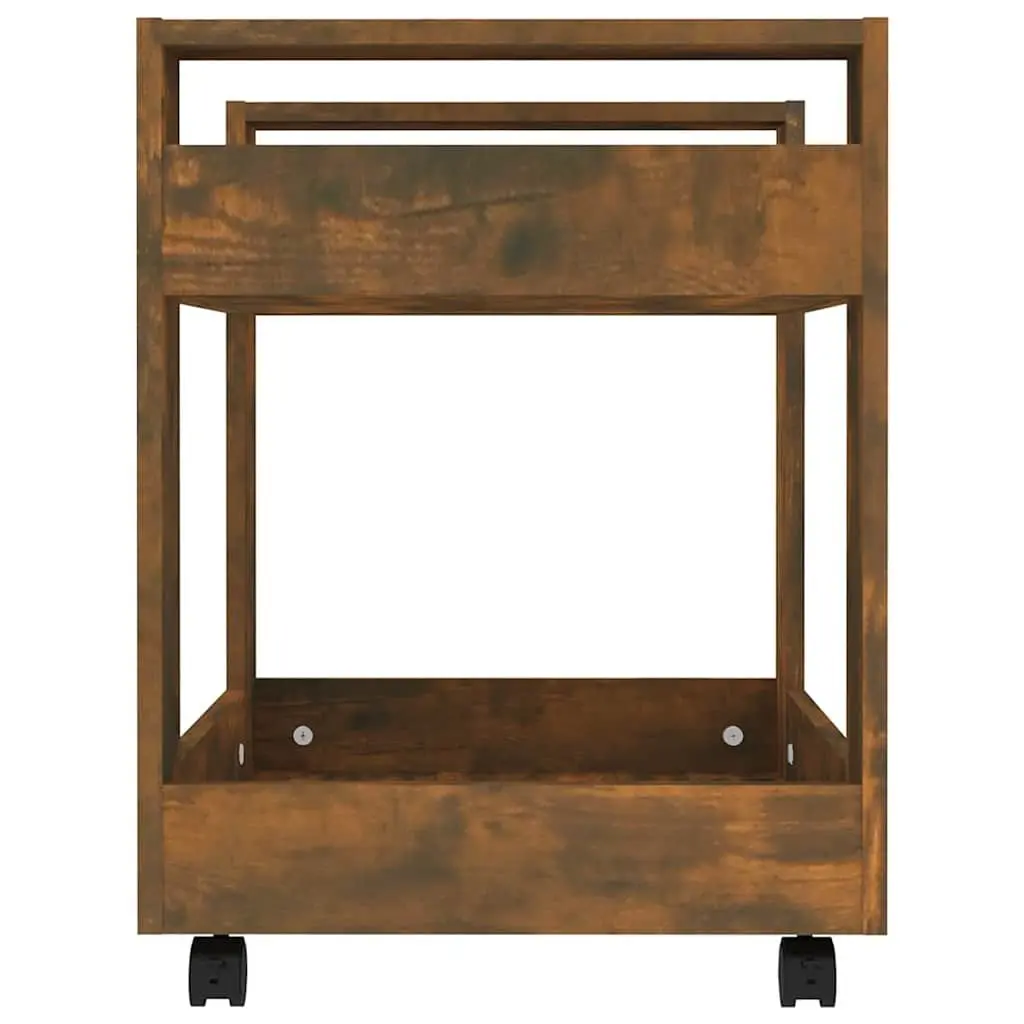 Desk Trolley Mobile Storage Open Shelves 60x45x60 cm Brown Smoked Oak