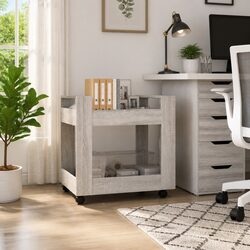 2-Shelf Engineered Wood Desk Trolley with Rolling Casters