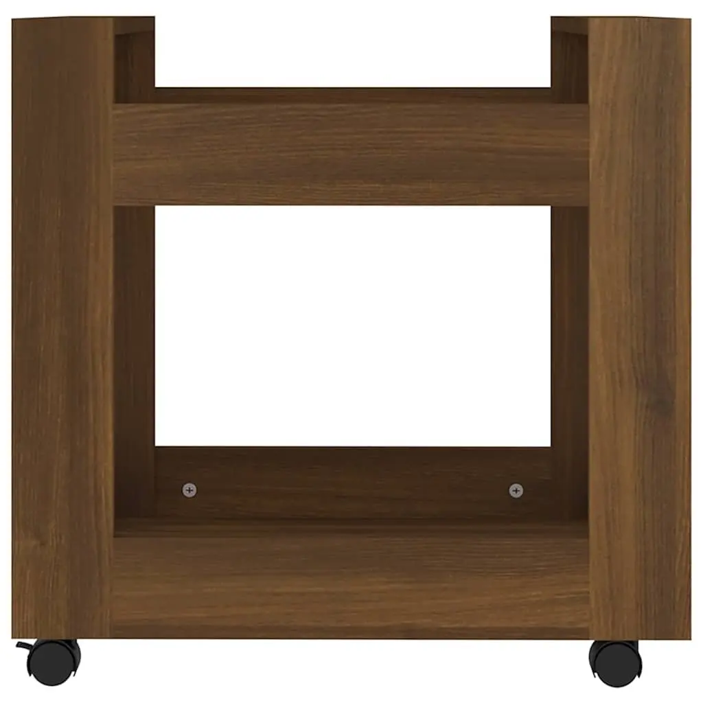 Desk Trolley Brown Oak 60x45x60 cm Engineered Wood Storage Shelves Castors