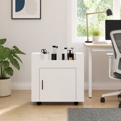 White Storage Cabinet Mobile Desk Trolley for Office Use