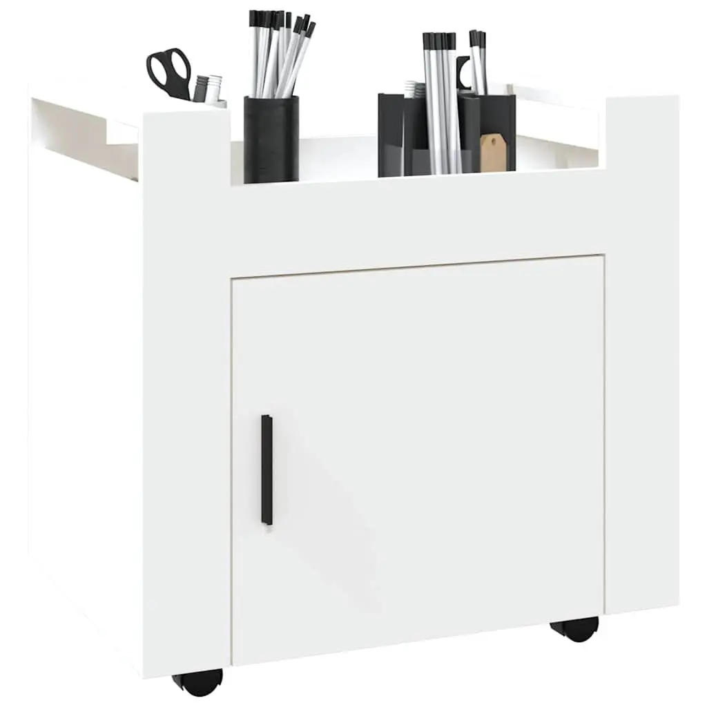 Desk Trolley Mobile Storage Cabinet Under Desk Cart White