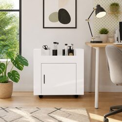 Desk Trolley Storage Cart White 60x45x60cm with Casters